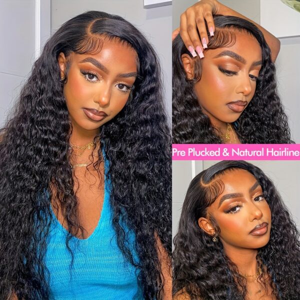Funky Girl Elegant Water Wave Lace Front Wigs for Women, Brazilian Human Hair, Natural Hairline, 13x4 Deep Wave Frontal, 150% Density, Water Wave Wig - Image 3