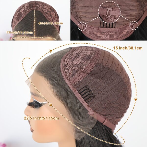 Everyday Elegance| Elegant 26" Black Water Wave Lace Front Wig for Women - Pre-Plucked Hairline, Glueless, Heat Resistant Synthetic Hair, 180% Density, Versatile Free Part Design - Image 7
