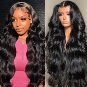 Funky Girl Brazilian Remy Human Hair Wig - Body Wave 13x6 Transparent Lace Front, Pre-Plucked with Baby Hair, 180% Density, Natural Black for Women, Elegant Style for All Ethnicities, Special Occasion Wig | Seamless Lace Front | Soft Texture Wig