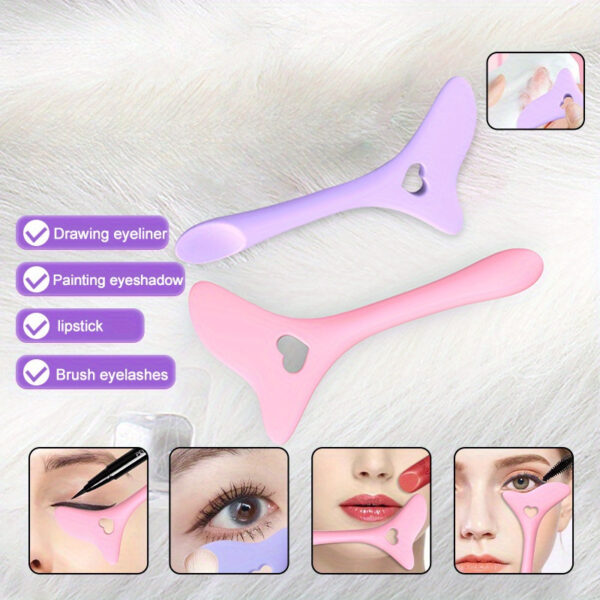 1pc Silicone Makeup Stencil Tool, Multi-Functional Winged Eyeliner & Lipstick Guide, Easy Application Mask Template, No Electricity Needed, for Beginners, Makeup Application Aid|Heartshaped Design|Flexible Silicone Tool - Image 14