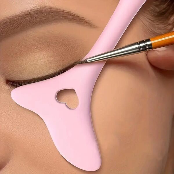 1pc Silicone Makeup Stencil Tool, Multi-Functional Winged Eyeliner & Lipstick Guide, Easy Application Mask Template, No Electricity Needed, for Beginners, Makeup Application Aid|Heartshaped Design|Flexible Silicone Tool