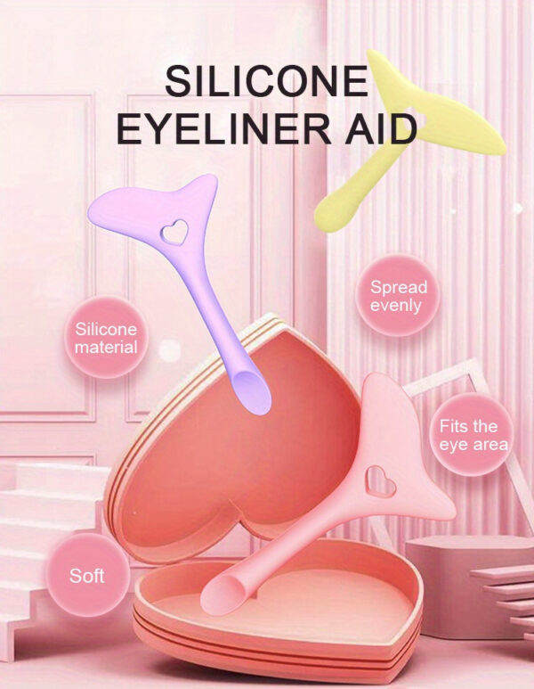 1pc Silicone Makeup Stencil Tool, Multi-Functional Winged Eyeliner & Lipstick Guide, Easy Application Mask Template, No Electricity Needed, for Beginners, Makeup Application Aid|Heartshaped Design|Flexible Silicone Tool - Image 15
