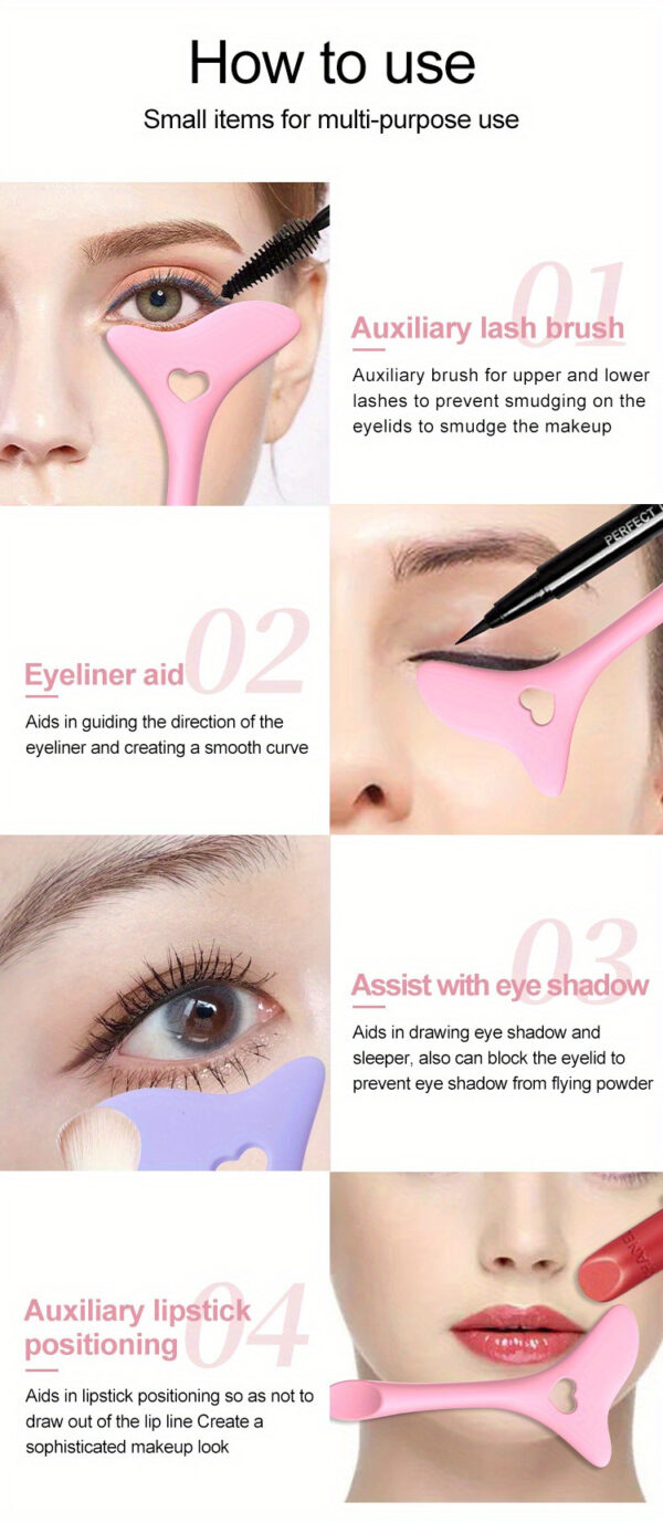 1pc Silicone Makeup Stencil Tool, Multi-Functional Winged Eyeliner & Lipstick Guide, Easy Application Mask Template, No Electricity Needed, for Beginners, Makeup Application Aid|Heartshaped Design|Flexible Silicone Tool - Image 17