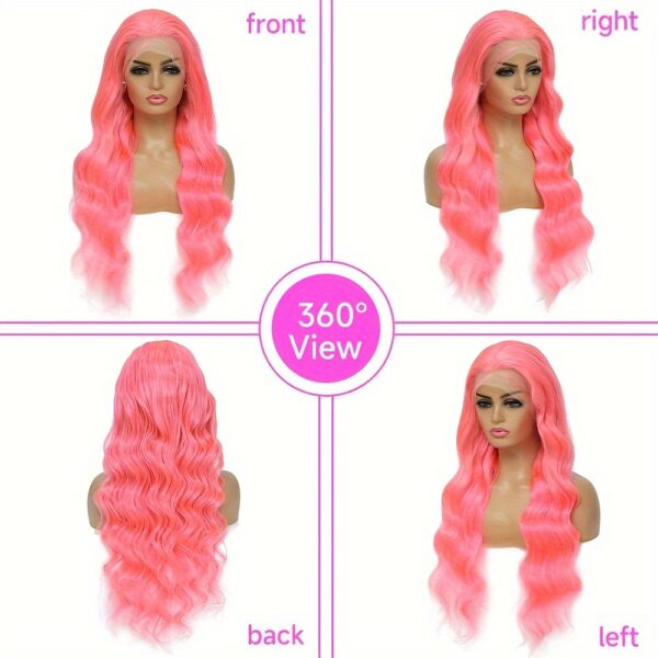 Pink Lace Front Wig Human Hair 30 Inch Pink Wig Human Hair 180 Density13x4 HD Frontal Body Wave Wigs Human Hair Pre Plucked With Baby Hair Colored Pink Human Hair Lace Front Wig For Women - Image 8