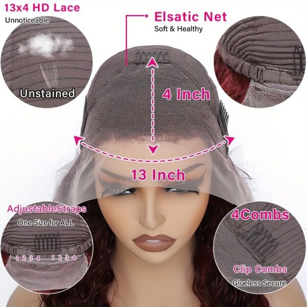 Hot Selling New Styles13x4 Lace Frontal Wigs Human Hair for Women 99J Burgundy HD Transparent Deep Wave Lace Front Wigs Human Hair Pre Plucked Wine Red Glueless Lace Colored Wigs 26inch - Image 5