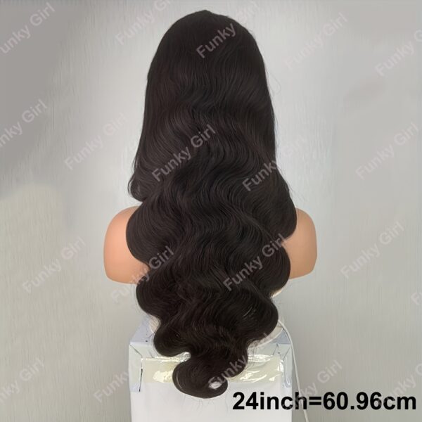 Funky Girl 13x6 Lace Front Body Wave Wig - Brazilian Remy Human Hair, Pre-Plucked with Baby Hair, 180% Density, Natural Black for Women, Elegant Style for All Ethnicities, Natural Hair Styling | Natural Hairline Wig | Soft Texture Wig - Image 6