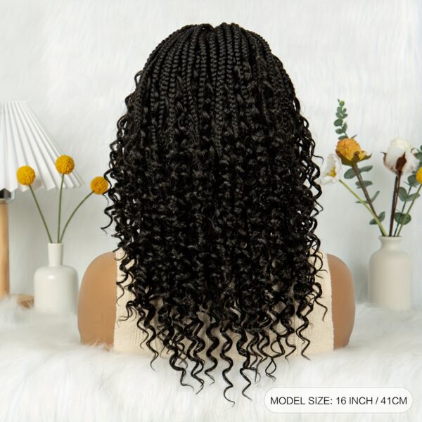 Women'S Vacation Style Full Lace Wig, High Temperature Fiber, 150% Density, Curly Braided Butterfly Lace Edge, Middle Length Goddess Wig for African Women - Image 6