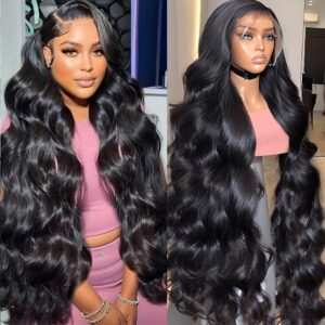 TIMOPOL Wig Human Hair 20-32 Inches, Body Wave Style - 200% Density 13x4 Human Hair Lace Front Wig, Natural Brazilian Virgin Hair, Pre-pulled Baby Hair, No Glue Wig Human Hair Wear And Go