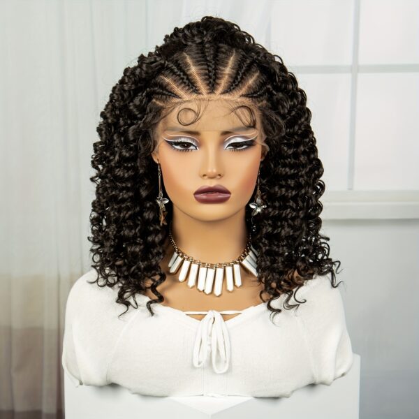 Elegant Jerry Curly Lace Front Wig for Women - 13x4 HD Transparent Lace, Lightweight Synthetic Hair, 180% Density, Versatile for All Skin Tones, Natural Look & Feel - Image 2