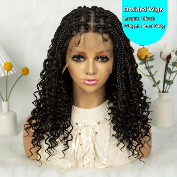 Women'S Vacation Style Full Lace Wig, High Temperature Fiber, 150% Density, Curly Braided Butterfly Lace Edge, Middle Length Goddess Wig for African Women - Image 4