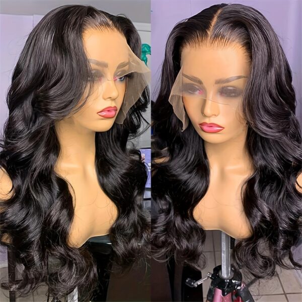 Funky Girl 13x6 Lace Front Body Wave Wig - Brazilian Remy Human Hair, Pre-Plucked with Baby Hair, 180% Density, Natural Black for Women, Elegant Style for All Ethnicities, Natural Hair Styling | Natural Hairline Wig | Soft Texture Wig - Image 13