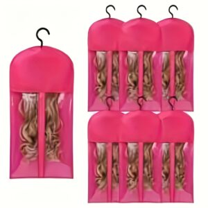 6pcs Wig Storage Bags with Hangers - Durable Hair Extension Organizer for Multiple Wigs & Accessories