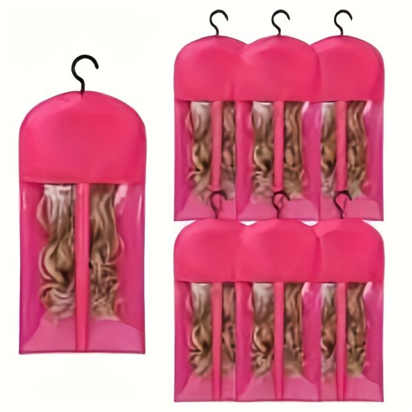 6pcs Wig Storage Bags with Hangers - Durable Hair Extension Organizer for Multiple Wigs & Accessories