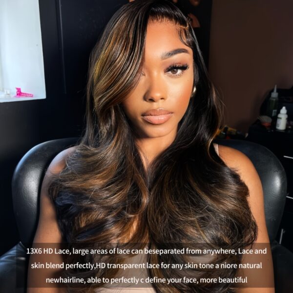 New Year'S Promotion 13x6 Highlight Lace Front Wig Human Hair Body Wave 180 Density HD Lace Front Wigs Human Hair Pre Plucked FB/30 Ombre Glueless Wigs 13x6 Lace Frontal Balayage Wigs Human Hair For Women - Image 4