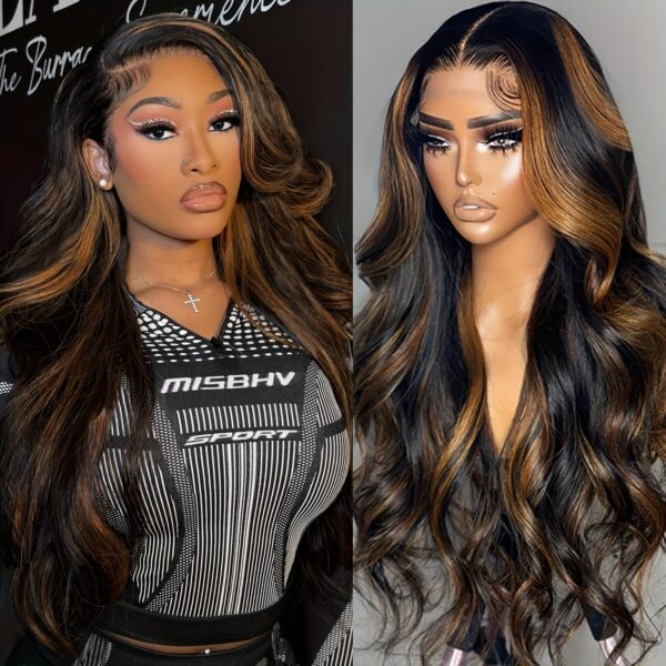 New Year'S Promotion 13x6 Highlight Lace Front Wig Human Hair Body Wave 180 Density HD Lace Front Wigs Human Hair Pre Plucked FB/30 Ombre Glueless Wigs 13x6 Lace Frontal Balayage Wigs Human Hair For Women - Image 8