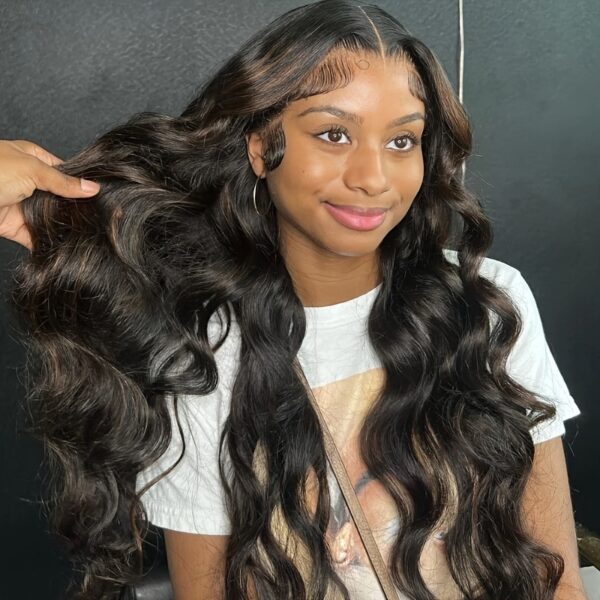 Funky Girl 13x4 Body Wave Lace Frontal Human Hair Wig for Women - Pre-Plucked, Natural Hairline, 150% Density, Elegant Style, Body Wave Curl, Natural Hairline Wig | Elegant Hairpiece | High Density Wig - Image 10