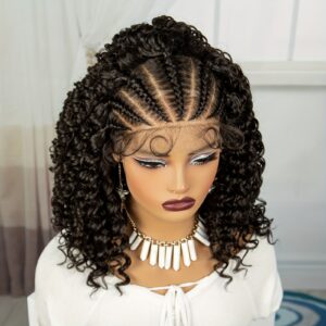 Elegant Jerry Curly Lace Front Wig for Women - 13x4 HD Transparent Lace, Lightweight Synthetic Hair, 180% Density, Versatile for All Skin Tones, Natural Look & Feel