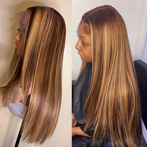 Highlight Straight 13x4 Lace Front Human Hair Wigs for Women P4/27 Highlight 13x4 Lace Frontal Human Hair Wigs 150% Density - Image 5