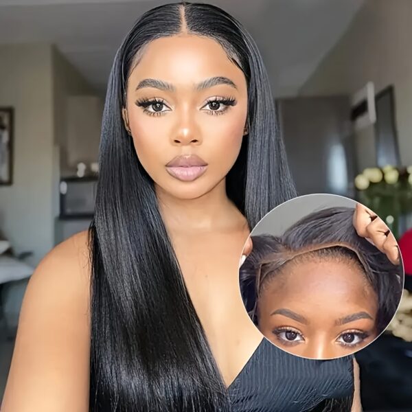 Yavida Glueless Human Hair Wig - 150% Density Straight 4x4 HD Lace Closure, Pre-Plucked & Pre-Cut, No Glue Needed, Ready to Wear for Women, Natural Look with Hairs, Versatile Styling Options, Versatile Hair Wig | Sleek Straight Wig | Realistic Hair Textur - Image 13