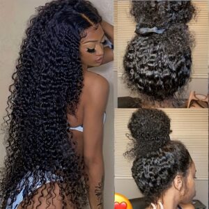 Yavida Water Wave Lace Front Wig - 13x4 HD Transparent Glueless Design, Pre-Plucked with Baby Hair, 150% Density, Natural Black for Women, Perfect for Everyday or Vacation Style