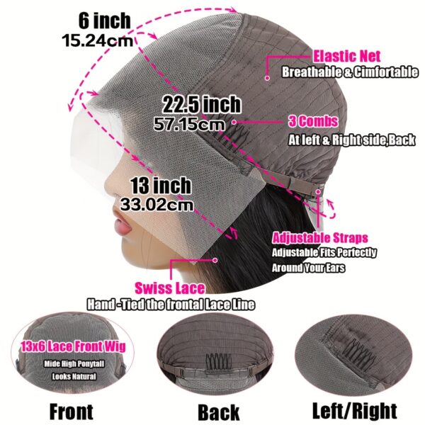 Funky Girl Brazilian Remy Human Hair Wig - Body Wave 13x6 Transparent Lace Front, Pre-Plucked with Baby Hair, 180% Density, Natural Black for Women, Elegant Style for All Ethnicities, Special Occasion Wig | Seamless Lace Front | Soft Texture Wig - Image 8