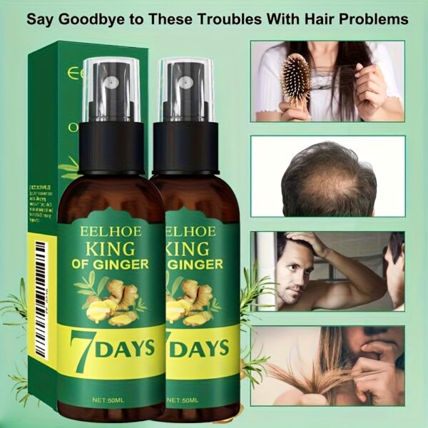 7 Day Ginger Hair Spray Nourishing Scalp Massage Hair Care Serum, Ginger Essential Oil Biotin Hair Care Serum For Softness Healthy Hair, Ginger Hair Care Essential Oil Suitable For All Hair Types -1.01OZ/PCS - Image 2
