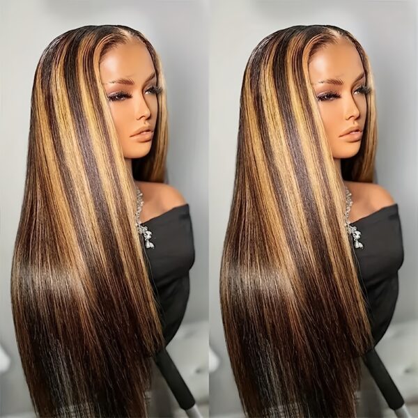 Highlight Straight 13x4 Lace Front Human Hair Wigs for Women P4/27 Highlight 13x4 Lace Frontal Human Hair Wigs 150% Density - Image 2