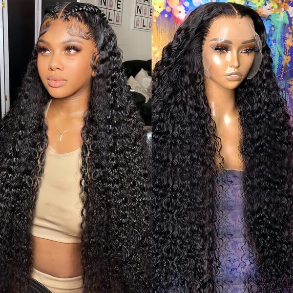 Funky Girl Elegant Water Wave Lace Front Wigs for Women, Brazilian Human Hair, Natural Hairline, 13x4 Deep Wave Frontal, 150% Density, Water Wave Wig - Image 2