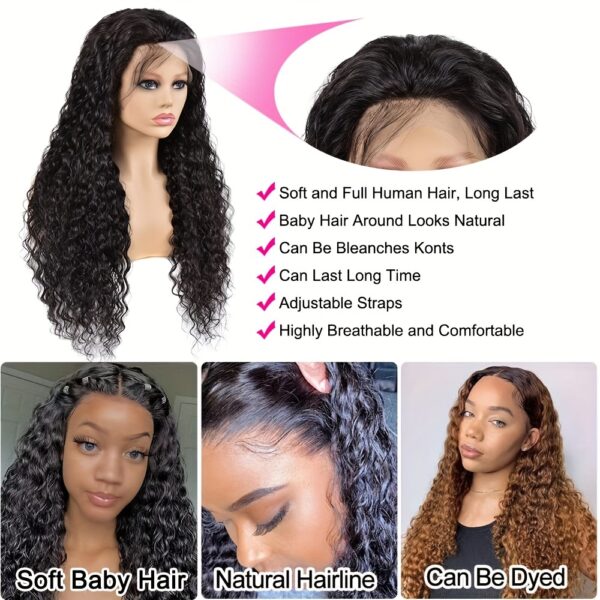 Yavida Water Wave Lace Front Wig - 13x4 HD Transparent Glueless Design, Pre-Plucked with Baby Hair, 150% Density, Natural Black for Women, Perfect for Everyday or Vacation Style - Image 14