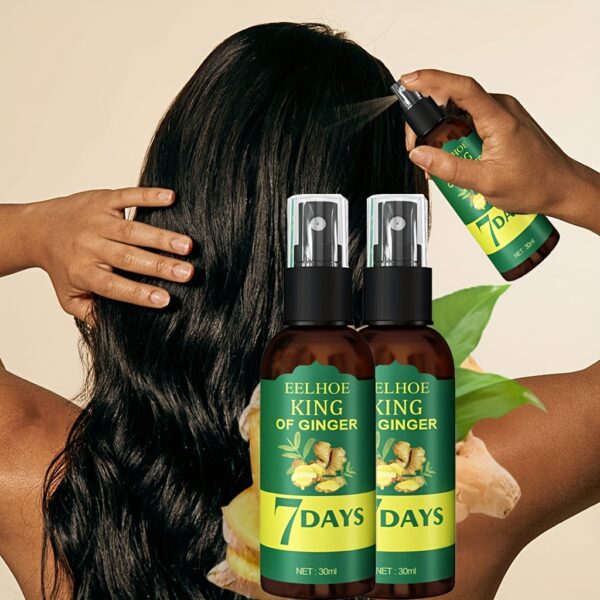 7 Day Ginger Hair Spray Nourishing Scalp Massage Hair Care Serum, Ginger Essential Oil Biotin Hair Care Serum For Softness Healthy Hair, Ginger Hair Care Essential Oil Suitable For All Hair Types -1.01OZ/PCS - Image 4