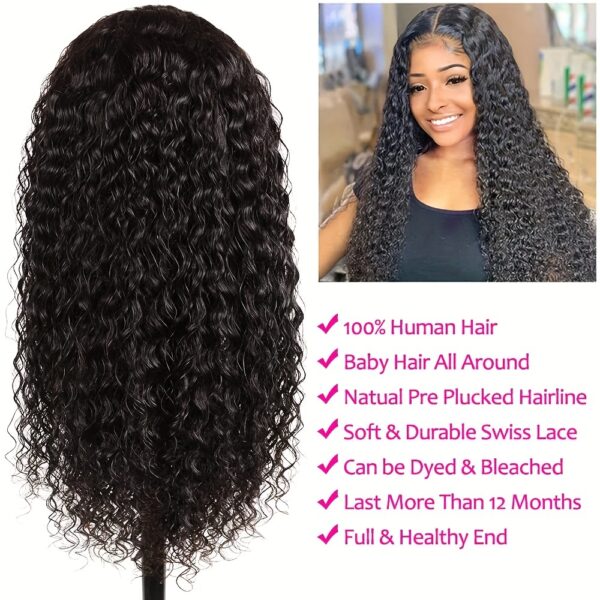 Yavida Water Wave Lace Front Wig - 13x4 HD Transparent Glueless Design, Pre-Plucked with Baby Hair, 150% Density, Natural Black for Women, Perfect for Everyday or Vacation Style - Image 7