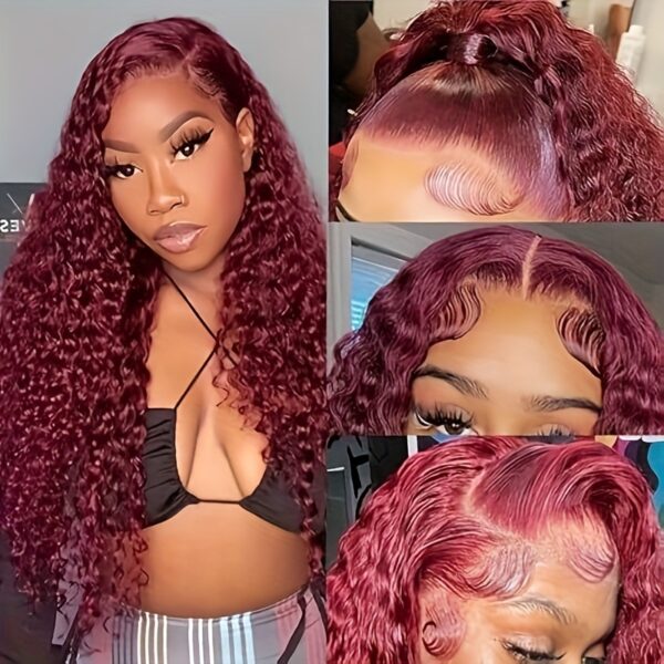 Hot Selling New Styles13x4 Lace Frontal Wigs Human Hair for Women 99J Burgundy HD Transparent Deep Wave Lace Front Wigs Human Hair Pre Plucked Wine Red Glueless Lace Colored Wigs 26inch