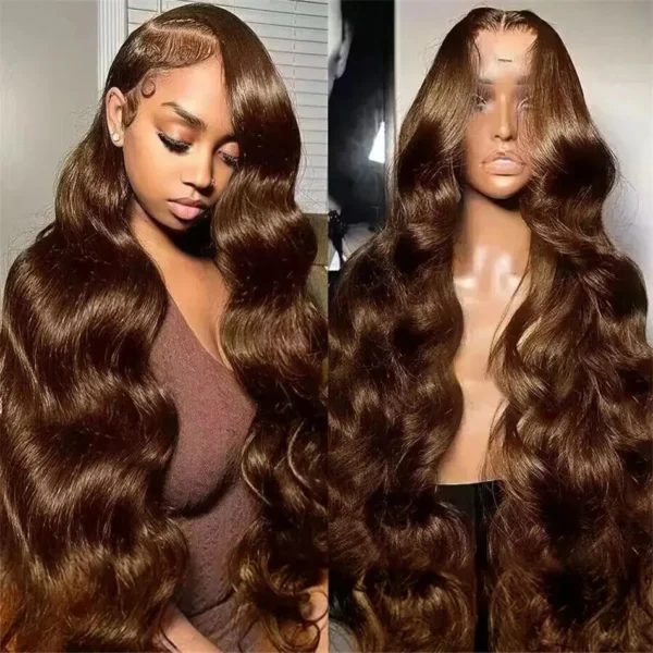 Mossily HD 300% 30 40 Inchs 13x6 Body Wave Lace Front Human Hair Wigs Chocolate Brown 13x4 Lace Frontal Wig Transparent - Image 26