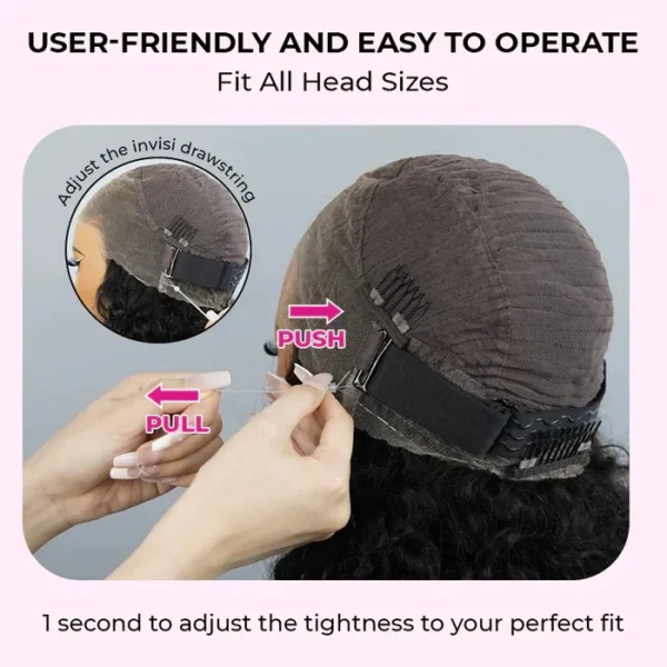 Invisi Strap HD 360 Full Lace Wig Human Hair 250 Density Precut 360 Lace Front Wig Deep Curly Glueless Wig Human Hair Wig - Image 9