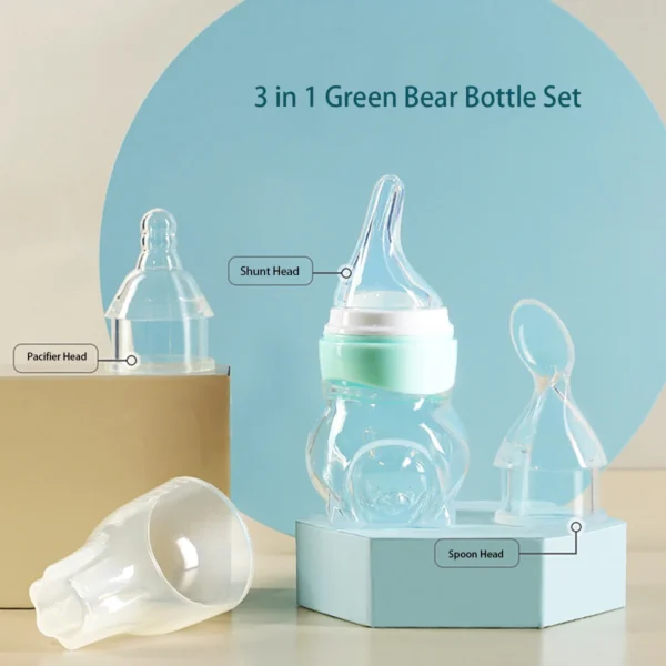 1 Pc Baby Medicine Feeder Bottle 70ml Bear Design Prevent Choking With 2 Pcs  Silicone Replacement Pacifier And Food Spoon Head - Image 7