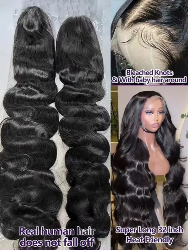 30 Inch 13x6 HD Lace Frontal Wigs Human Hair Body Wave 14x4 Transparent Front Water Wave Peruvian Raw Remy For Women 220 Density - Image 5