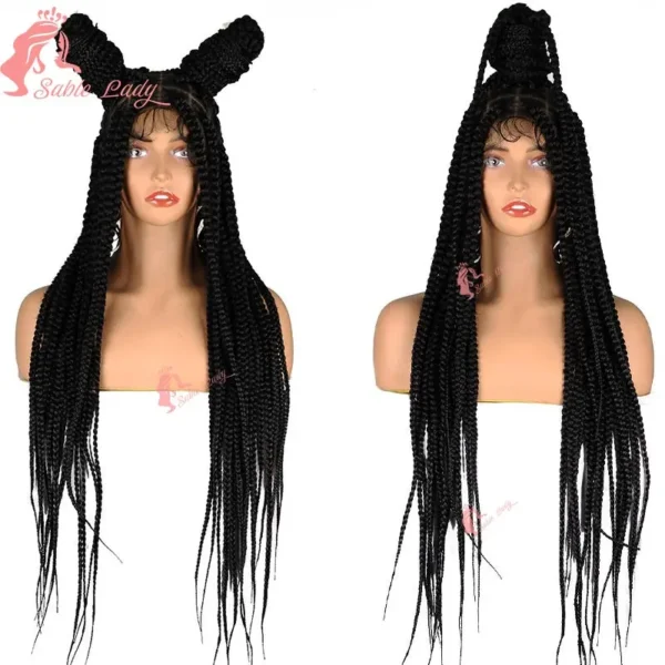 Synthetic Full Lace Wigs Jumbo Box Braids Wig Lace Front Wig Knotless Braids Wig Black Women Long 36“ Cornrows Box Braided Wigs - Image 19