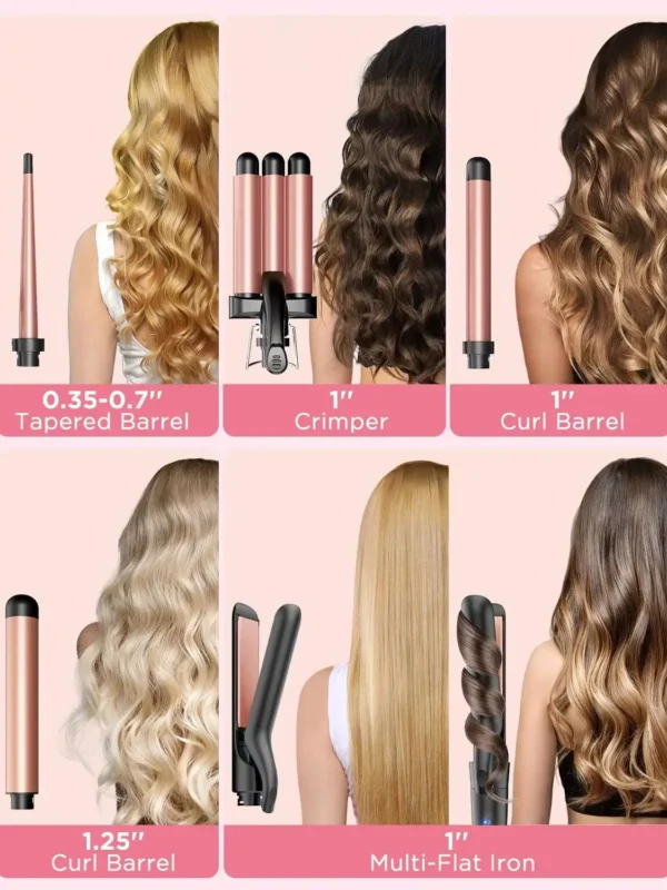 BESTOPE PRO 5 in 1 Wand Curling Iron-Curling Wand Set with Hair Straightener, 3 Barrels Hair Crimper Iron, 3 Ceramic Curling Iro - Image 2