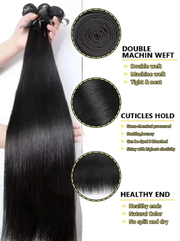 YKB 30 40 Inch Bone Straight Human Hair Bundles Deal 12A Indian Virgin 3 4 Bundles 100% Raw Hair Extensions Natural Color Remy - Image 4
