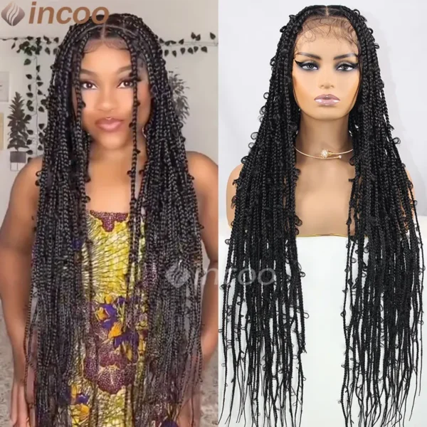 36 Inches Synthetic Lace Braided Wigs Butterfly Braids Lace Wig For Black Women Braid Wigs On Sale Clearance Box Braids Lace Wig - Image 19