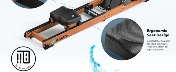 MERACH Water Rowing Machines for Home, Foldable Row Machine with 400LBS Weight Capacity, Dedicated Monitor and Comfortable Seat - Image 12