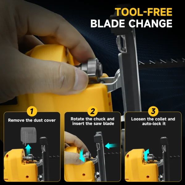 Jig Saw for Dewalt 20V Battery 2700RPM Cordless Jigsaw Tool 45 Degree Beveled Cuts with 3 Position Orbital Setting (No Battery) - Image 6