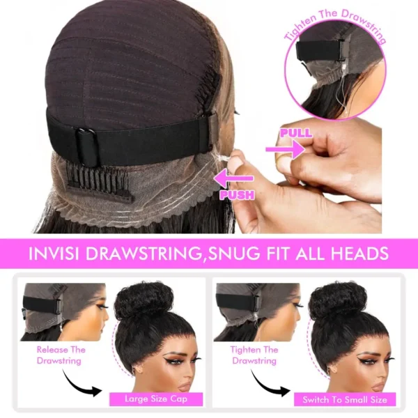 Invisi Strap HD 360 Full Lace Wig Human Hair 250 Density Precut 360 Lace Front Wig Deep Curly Glueless Wig Human Hair Wig - Image 5