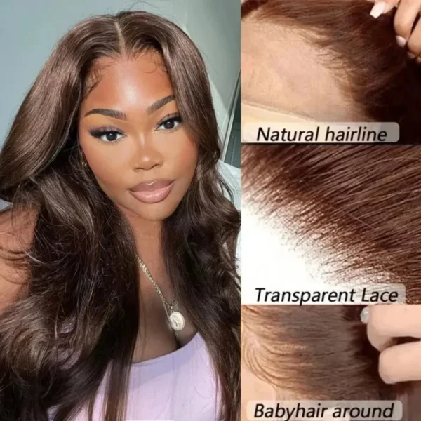 Mossily HD 300% 30 40 Inchs 13x6 Body Wave Lace Front Human Hair Wigs Chocolate Brown 13x4 Lace Frontal Wig Transparent - Image 16