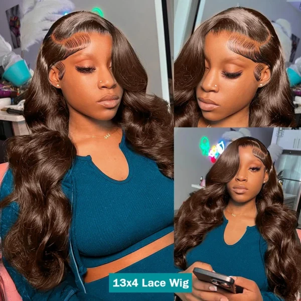 Mossily HD 300% 30 40 Inchs 13x6 Body Wave Lace Front Human Hair Wigs Chocolate Brown 13x4 Lace Frontal Wig Transparent - Image 34