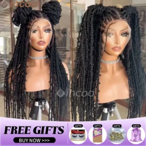 36 Inches Synthetic Lace Braided Wigs Butterfly Braids Lace Wig For Black Women Braid Wigs On Sale Clearance Box Braids Lace Wig