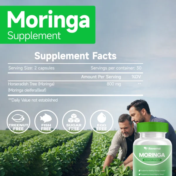 Moringa Powder Capsules - 800mg of Pure Nutrient-Rich Moringa Powder - A Natural Green Antioxidant Superfood - Supports Energy - Image 13