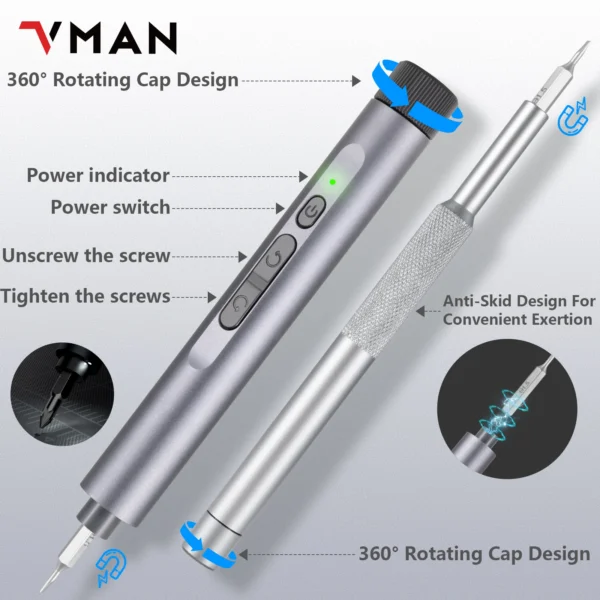 VMAN 138 in 1 Electric Precision Cordless Screwdriver set Magnetic Bits Laptop PC iPhone Glasses Repair Tool Multifunction Kit - Image 2