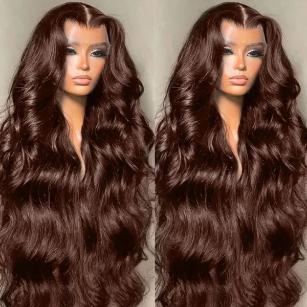 Mossily HD 300% 30 40 Inchs 13x6 Body Wave Lace Front Human Hair Wigs Chocolate Brown 13x4 Lace Frontal Wig Transparent - Image 20
