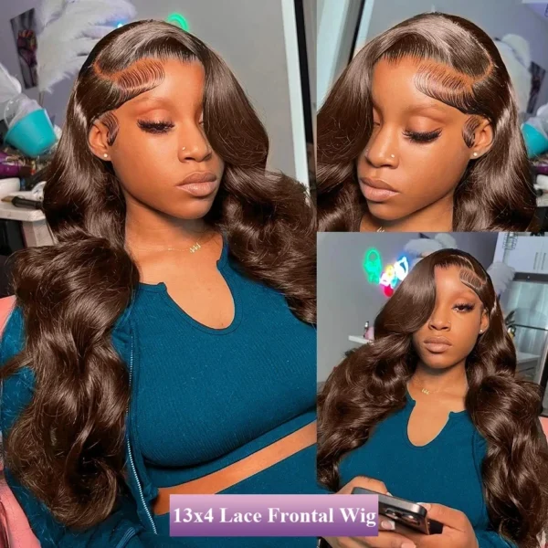 Mossily HD 300% 30 40 Inchs 13x6 Body Wave Lace Front Human Hair Wigs Chocolate Brown 13x4 Lace Frontal Wig Transparent - Image 23